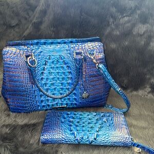 Brahmin Deep Azure Small Finley Melbourne/Skylar Wallet 2piece set T62 151 00883